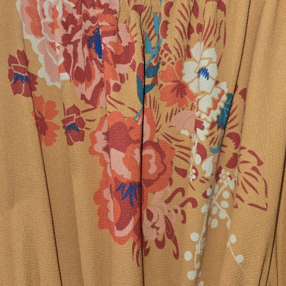 Flying Tomato Orange Red Off Shoulder Floral Leg Slit Elastic Waist Maxi… - Picture 2 of 4